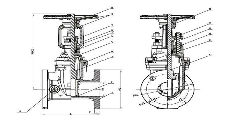 ansi standard gate valve-sketch